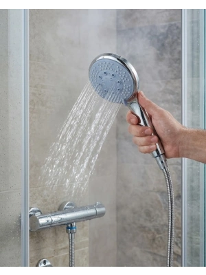 Spiral Hortumlu 4 Kademeli El Duşu Seti Duvar Askılı Banyo Duş Başlığı