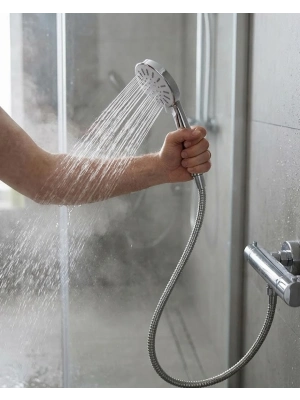 Spiral Hortumlu 4 Kademeli Krem El Duşu Başlığı Banyo Duş Seti