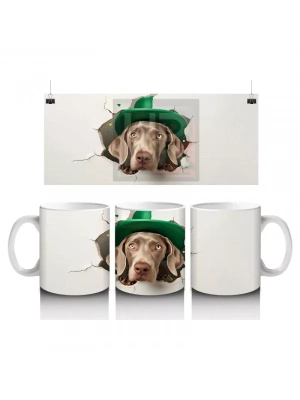 St. Patrick Şapkalı Gülümseyen Köpek – Baskılı Kahve Kupası