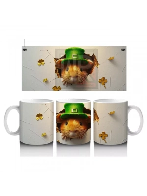 St. Patrick Şapkalı Tüylü Hamster – Baskılı Kahve Kupası