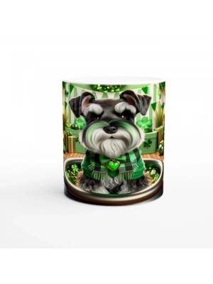 St. Patrick Temalı Schnauzer Köpek Baskılı Kupa Bardak