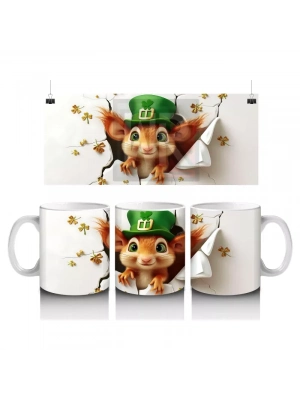 St. Patrick’s Temalı Sevimli Fare Karakteri - Baskılı kahve kupası