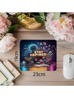Stay Inspired Yazılı Renkli Mousepad - 19x23 cm 2 mm Dikdörtgen İthal Baskılı Mouse Pad