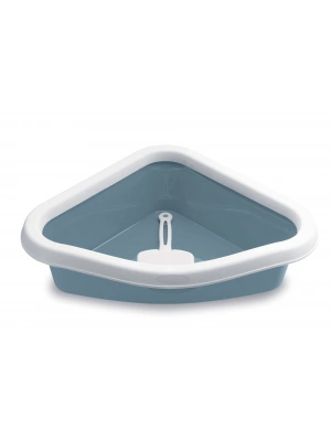 Stefanplast Sprint Corner Köşeli Açık Kedi Tuvaleti Beyaz/Mavi 56x40x14 Cm