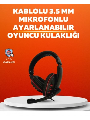 Stereo KırmızıKulaklığı Yumuşak Pedli Mikrofonlu