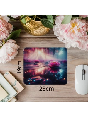Su Üzerinde Lotus & Yumuşak Işık Mouse Pad - 19x23 cm 2 mm Dikdörtgen İthal Baskılı Mouse Pad