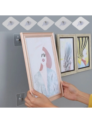 ®  Süper Güçlü Çerçeve Askısı Pin Delgisiz Vidalı Tırnak Kanca Yapışkanlı Raf Tutucu Askı 4 Adet