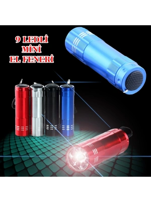Süper Parlak 9 Ledli Metal Mini El Feneri