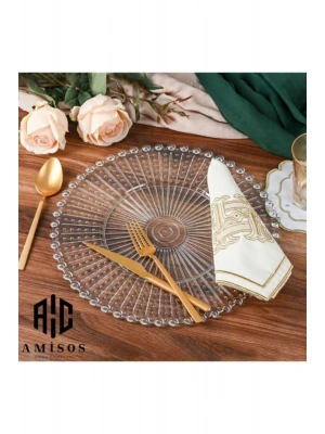 Supla, Boncuklu Sunum Tepsisi Şeffaf Sunumluk 20 Cm.