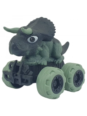 Sürtmeli Dinazor Arabalar 12 cm - H-20 - Triceratops - Yeşil