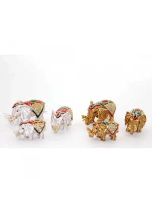 Swarovski Taşlı 3lü Fil Figürü Model 4