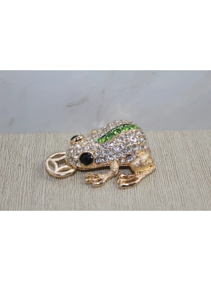 Swarovski Taşlı Minik Figür - Kurbağa