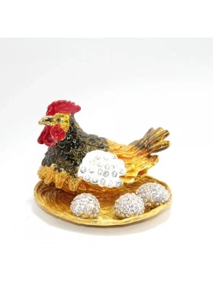 Swarovski Taşlı Yumurtalı Tekli Tavuk Model 1