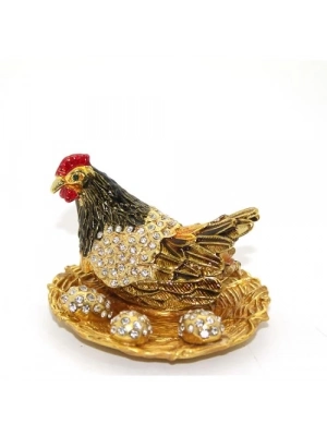 Swarovski Taşlı Yumurtalı Tekli Tavuk Model 2