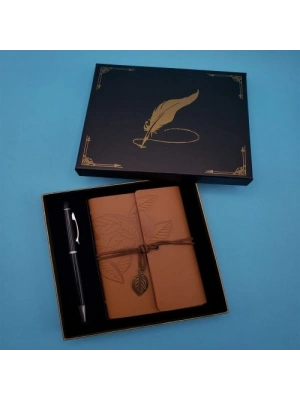 Taba Deri Defter ve Kalem Set