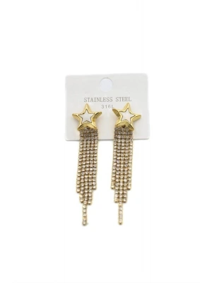 Taş Sallantılı Küpe - Altın