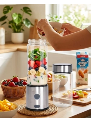 Taşınabilir Cam Blender 450 ml 350 ml Çift Hazneli Smoothie Blender