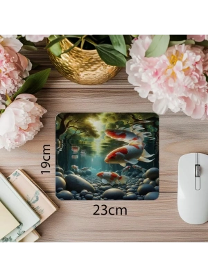 Taşlarla Dolmuş Göl Üzeri Balık Mouse Pad - 19x23 cm 2 mm Dikdörtgen İthal Baskılı Mouse Pad