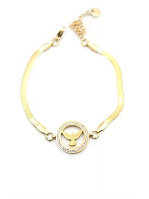 Taşlı Anka Kuşu Bileklik - Altın