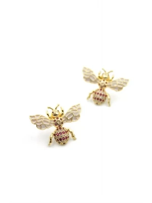 Taşlı Arı Küpe - Kırmızı