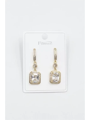 Taşlı Baget Küpe - Altın