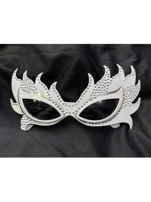 Taşlı Beyaz Alev Parti Gözlüğü