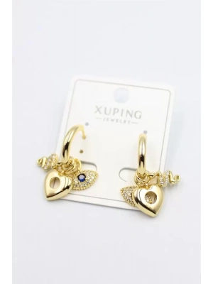 Taşlı Charm Küpe - Altın