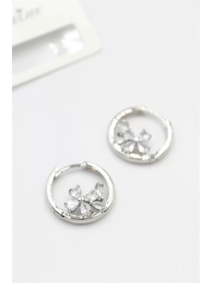 Taşlı Çiçek Küpe - Gümüş