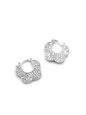 Taşlı Çiçek Küpe - Gümüş