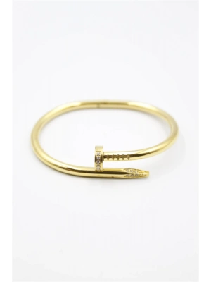 Taşlı Çivi Bilezik - Altın