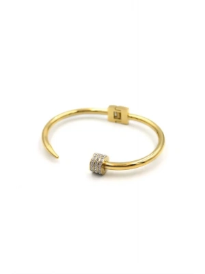 Taşlı Çivi Bilezik - Altın