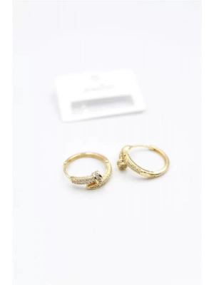 Taşlı Çivi Küpe - Altın