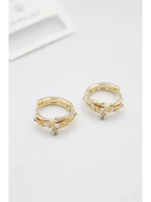 Taşlı Çivi Küpe - Altın