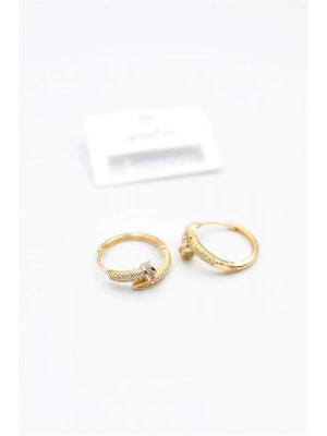 Taşlı Çivi Küpe - Altın