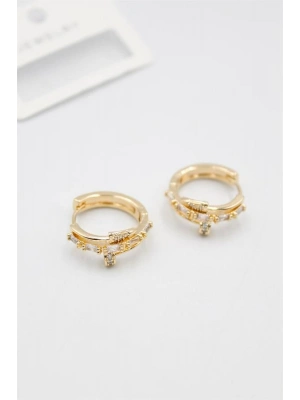 Taşlı Çivi Küpe - Altın