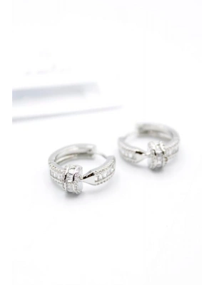 Taşlı Çivi Küpe - Gümüş