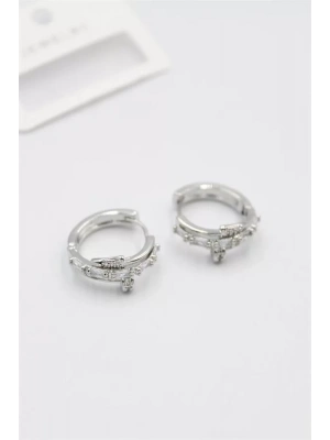 Taşlı Çivi Küpe - Gümüş