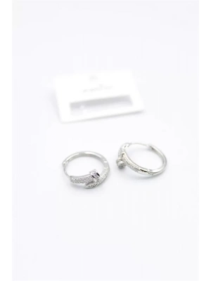 Taşlı Çivi Küpe - Gümüş