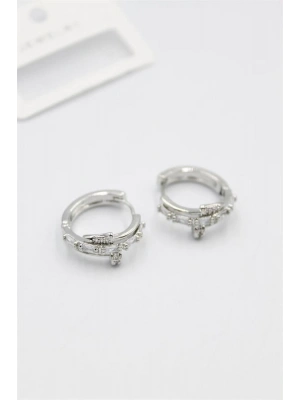 Taşlı Çivi Küpe - Gümüş