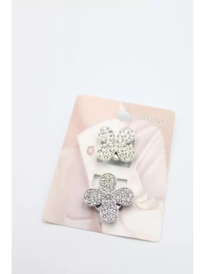 Taşlı Düğme Broş - Gümüş