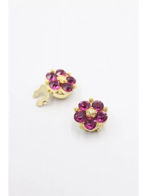 Taşlı Düğme Broşu - Pembe