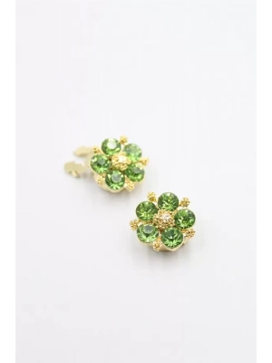 Taşlı Düğme Broşu - Yeşil