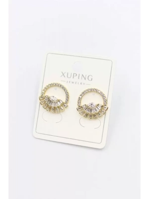 Taşlı Göz Küpe - Altın