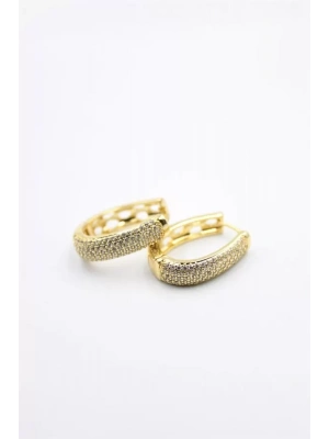 Taşlı Halka Küpe - Altın