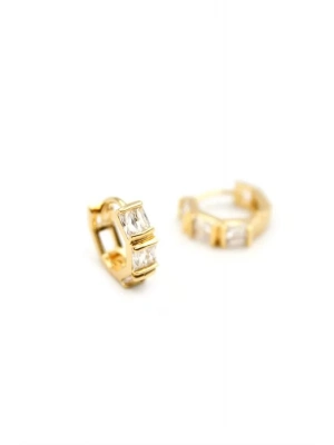 Taşlı Halka Küpe - Altın