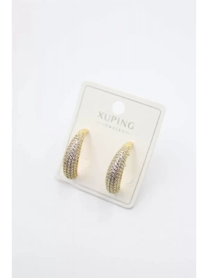 Taşlı Halka Küpe - Altın