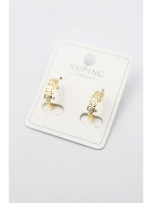 Taşlı Halka Küpe - Altın