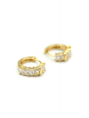 Taşlı Halka Küpe - Altın