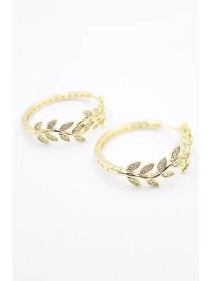 Taşlı Halka Küpe - Altın