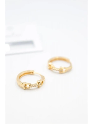 Taşlı Halka Küpe - Altın